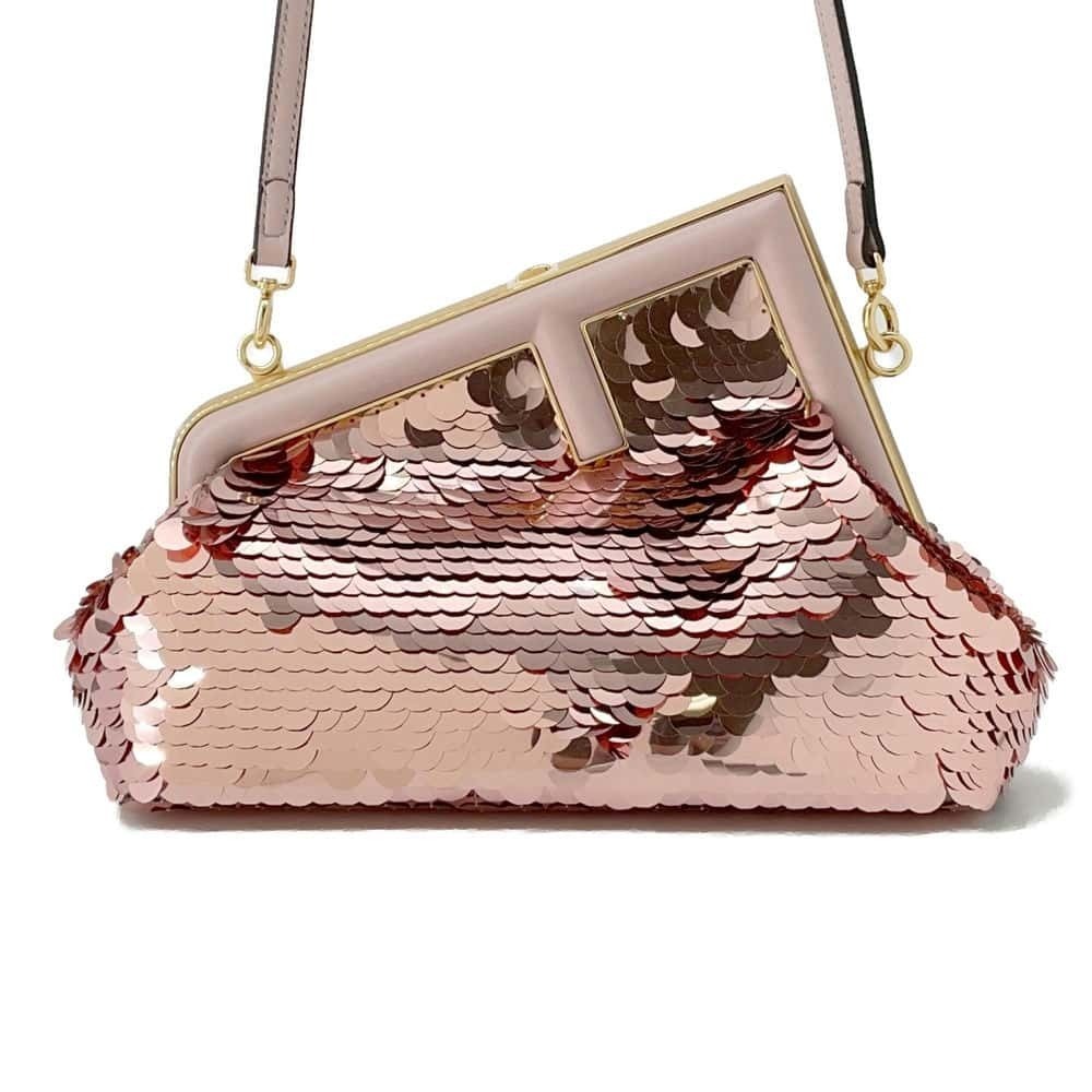 Fendi Clutch Bag First Sequin Leather Shoulder